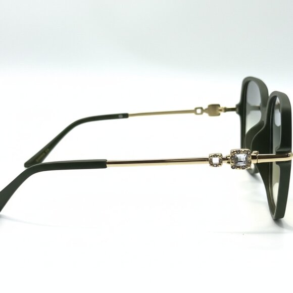 NEW Diamond Block Oversized Glam Designer Style Sunglasses - Green and Gold - Picture 4 of 5